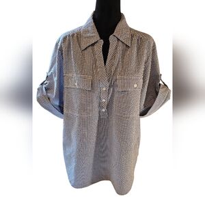 Cathy Daniels 3X Gingham Cotton Camp Shirt